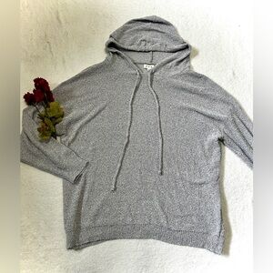POL Cozy Grey Boucle Knit Hooded Sweater - Small